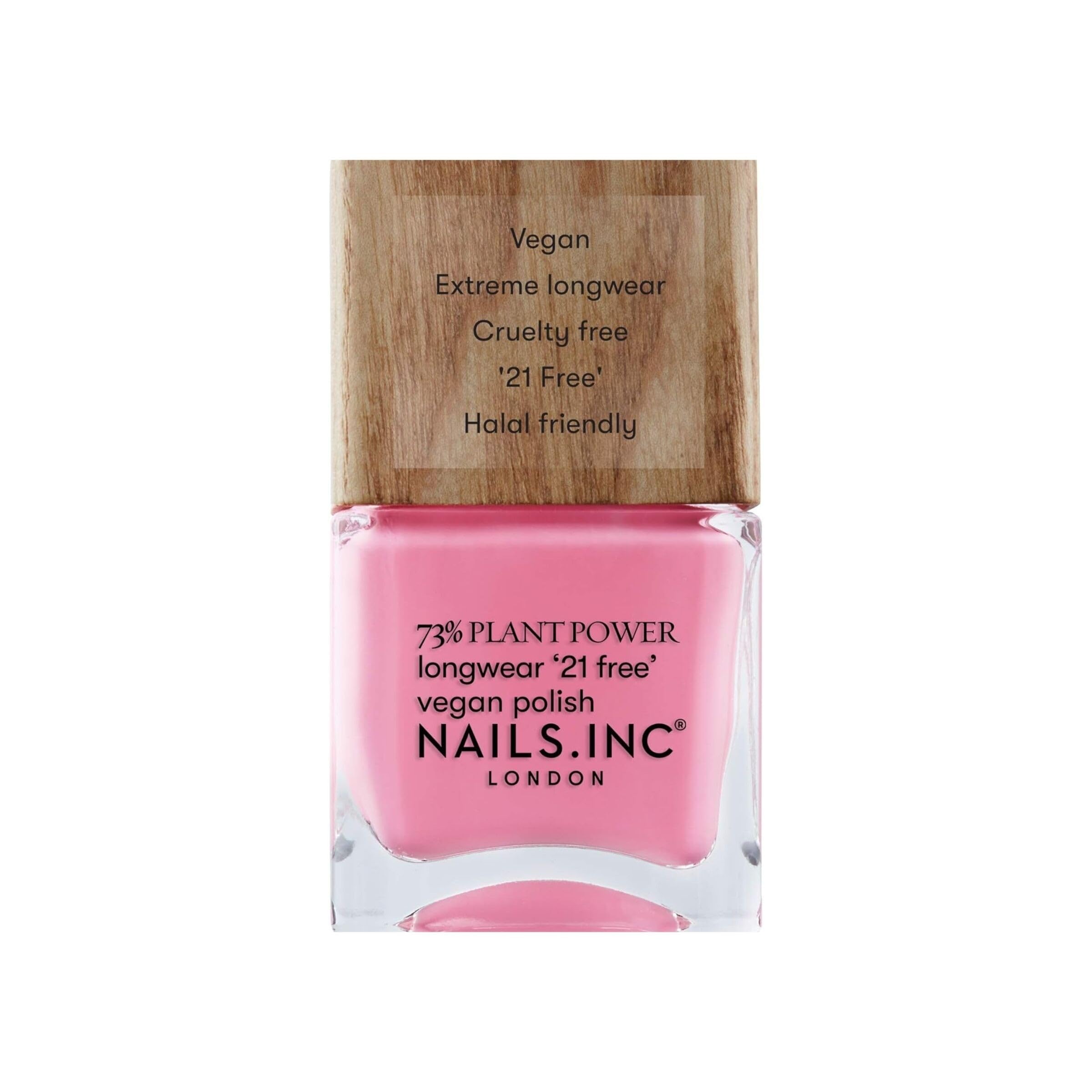 Nails.INC 73% Plant Power Nail Polish, Long Lasting Nail Color Lasts Up to 10 Days, Quick Drying, Cruelty Free, Vegan, 21 Free Formula, Detox On Repeat (14ml)