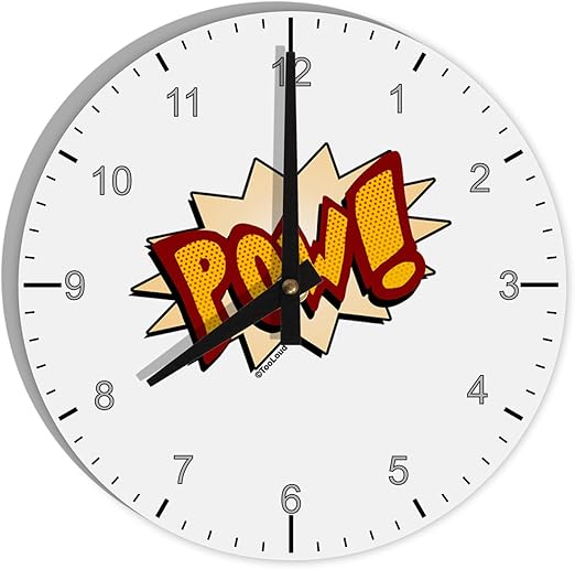 TooLoud Onomatopoeia POW 8" Round Wall Clock with Numbers