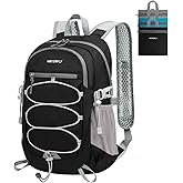 WATERFLY Small Lightweight Packable Backpack: 15L Mini Ultra Light Foldable Travel Daypack with Breathable Shoulder Strap Outdoor Hiking Camping Day Pack for Women Men Black