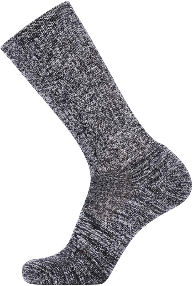 EnerWear 4 Pack Women's Merino Wool Outdoor Hiking Trail Crew Sock (US Shoe Size 4-10, Black Stripe/Dark Grey/Multi): Clothing