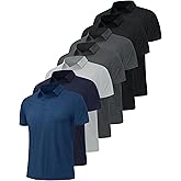 BOOJO 7 Pack Polo Shirts for Men - Quick Dry Moisture Wicking Performance Short Sleeve Mens Golf Shirts for Casual Work