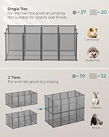 SONGMICS Pet Playpen with Floor Small Animal Enclosure 125 x 63 x 42 cm Grey view 3