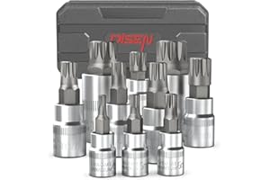 DISEN 10 Pieces XZN Triple Square Spline Bit Socket Set with Enhanced Storage Case, Chrome Vanadium Steel & S2 Alloy Steel, Metric Size 4MM-18MM