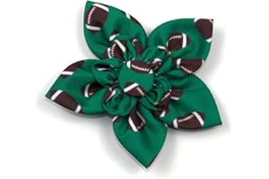 The Worthy Dog Football Sports Pattern Designer Collar Flower Fashion Accessories Fits Large Cat Dogs – Green-Large