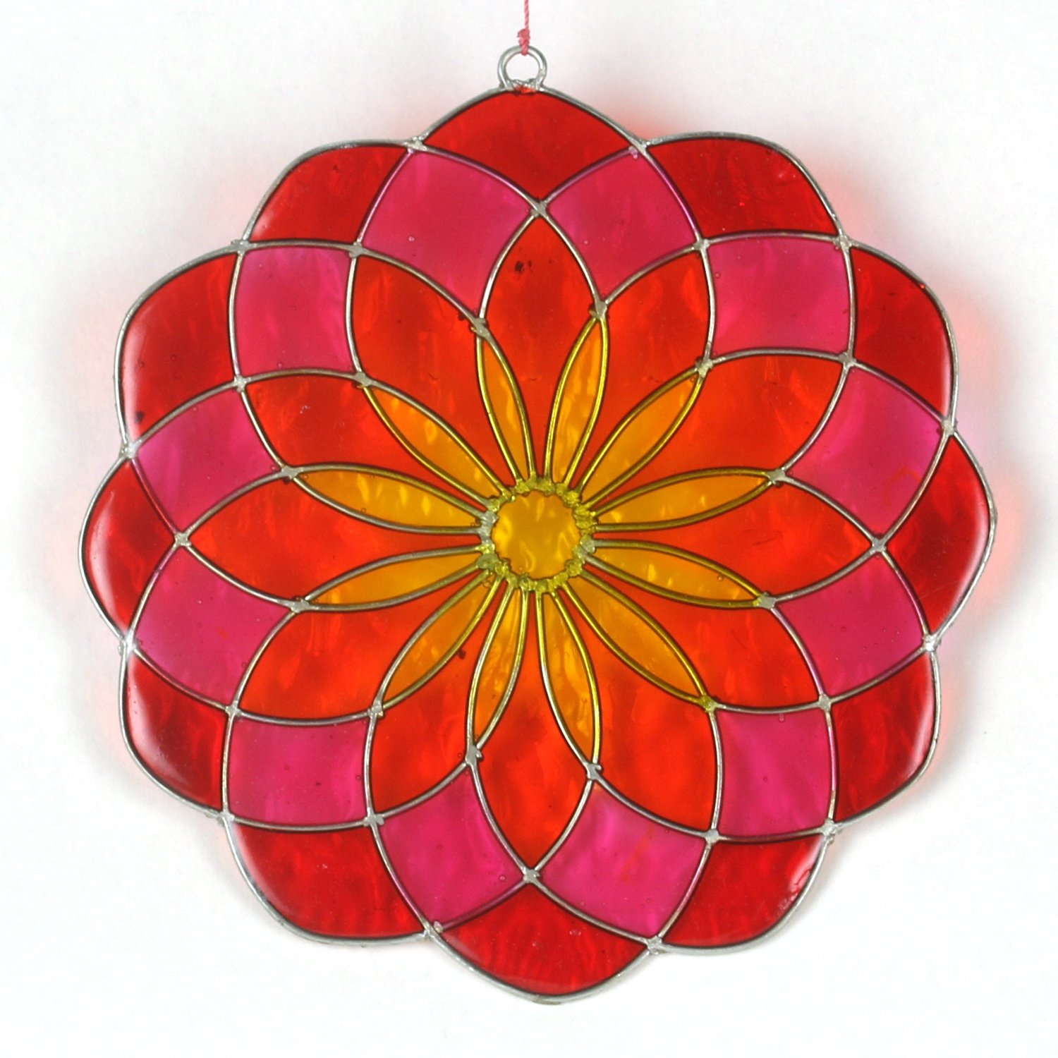 ART-CRAFT Window Hanging Decoration Sun Catcher - Handmade Suncatcher for Magic Light Games - Window Decoration and Garden Decon - Hand-Painted Window Decoration - Mandala Red Motif