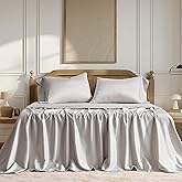 EVERGRACEHOME Cotton Tencel King Size Cooling Sheet Set for Hot Sleepers, Soft Sateen Weave Organic Eucalyptus Lyocell Bedding Set 4-Piece, 1 Flat & 1 Deep Pocket Fitted Sheet, 2 Shams, Frost Gray