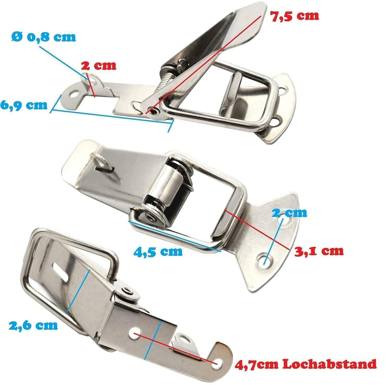Chiusura a Leva in Acciaio Inox con Portalucchetto mm 98x28 - Chiusure