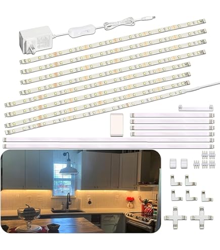 JUSJUBR Under Cabinet Lights Plug-in, 4 Pack X 12inch LED Under Cabinet Lighting, Dimmable Plug-in Light Bar For Desk, Under Kitchen Counter LED Lights With Memory Function, Cold White 6500K - View #10