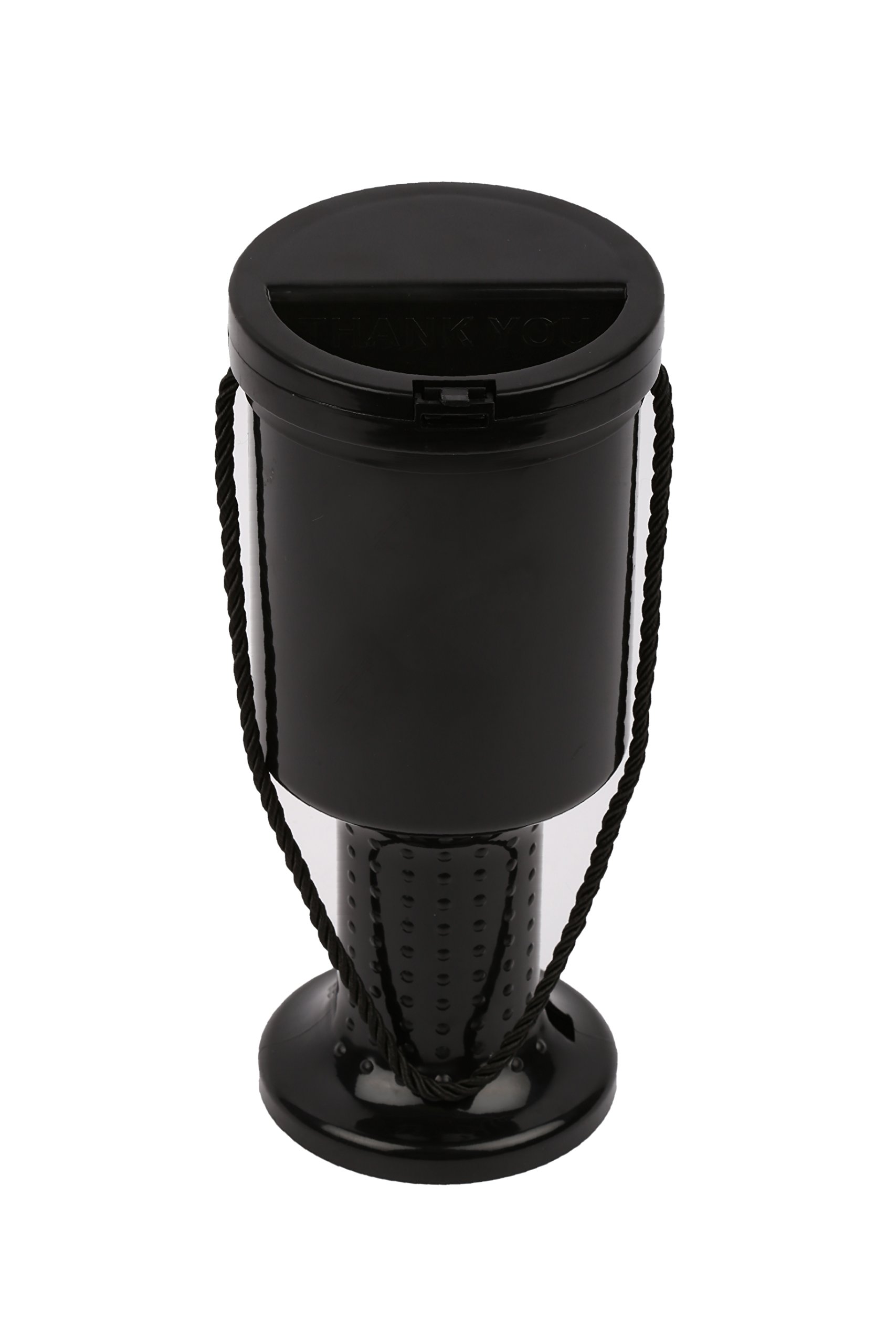 Rounded Hand Held Plastic Collection Box. Charity Box Black