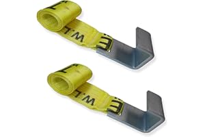 Mega Cargo Control 4 inch Roll On/Roll Off Container Winch Strap w/Flat Hook | 4" x 5' Cargo Winch Tie Down | for Cargo Securement, Construction, Hauling | WLL: 5,400 lbs. (2-Pack)