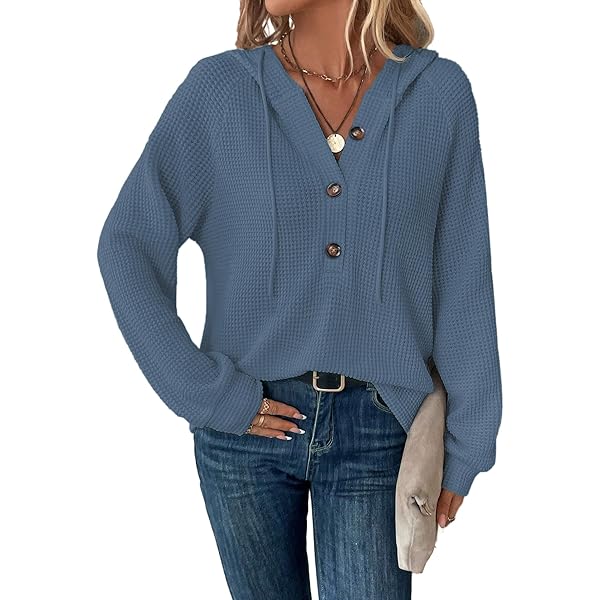 RIROW 2025 Hoodies for Women Pullover Waffle Long Sleeve