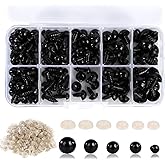 Vanblue Safety Eyes 150Pcs 6-12 mm Plastic Safety Eyes with Washers Craft Eyes for Amigurumi Stuffed Animal Crochet Projects
