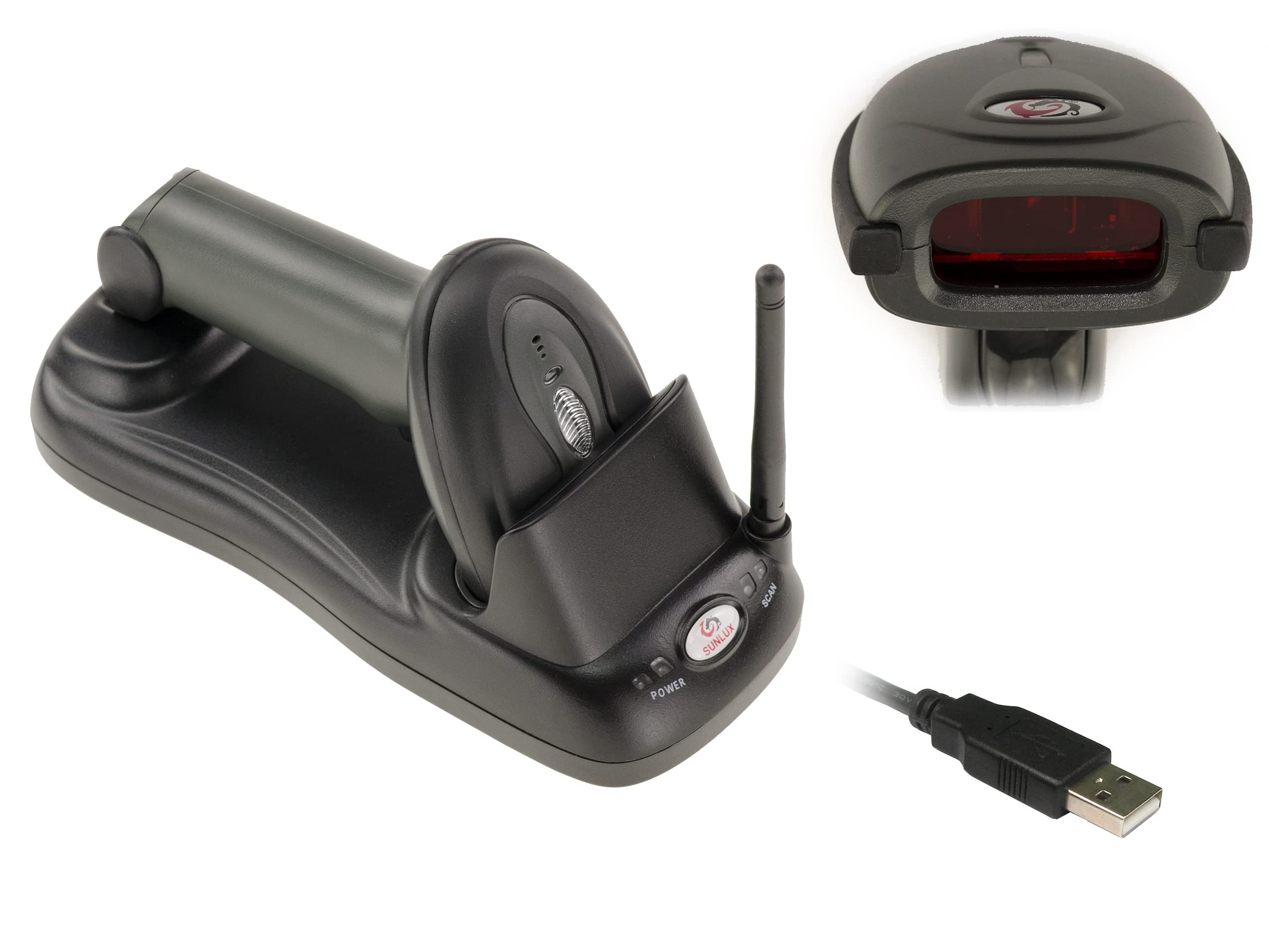 KALEA-INFORMATIQUE Wireless laser barcode scanner, programmable 32 BITS, 300M range, rechargeable battery. Connection via USB port
