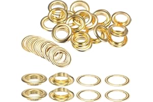 HARFINGTON 20Set Grommets Eyelets with Washers 20mm Metal Eyelets Kit for Fabric Curtain Tarps Leather Belt Bag DIY, Gold