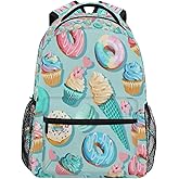 Blueangle Cupcakes Donuts Pattern Print Computer Backpack - Lightweight School Bag for Boys Girls Tenns