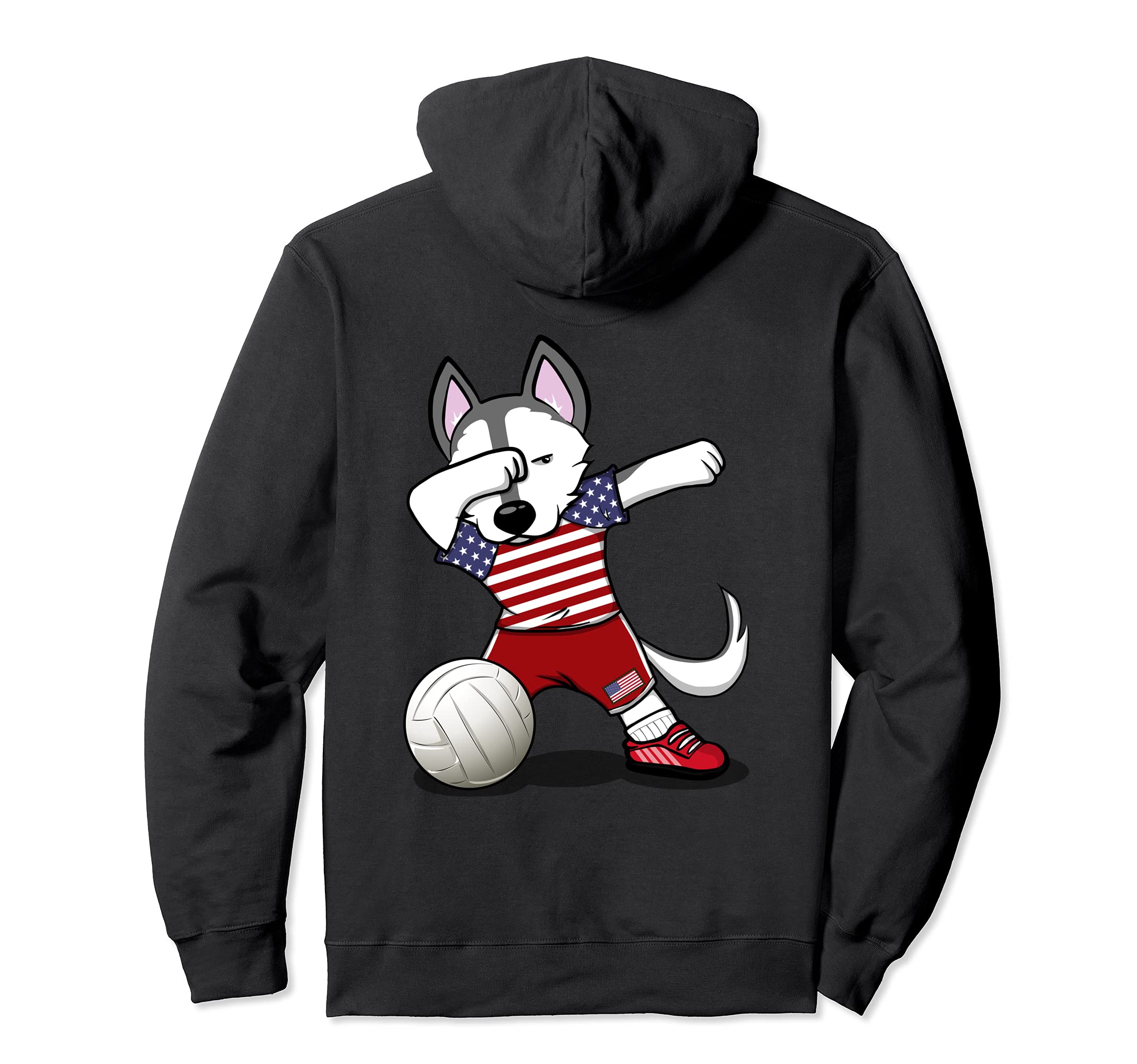 Dabbing Husky United States Volleyball Fans American Flag Pullover Hoodie
