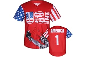 KPOP Kids USA Baseball Jersey Independence Day Shirt Patriotic Tshirts 4th of July Button Shirts #1
