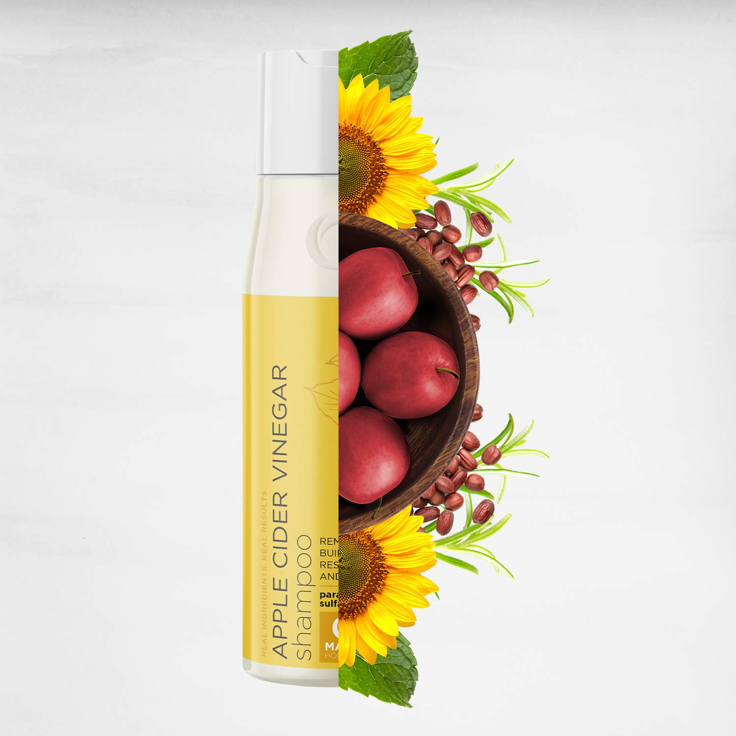 Vegan Apple Cider Vinegar Shampoo - Color Safe Clarifying Shampoo with Argan Oil Keratin and Rosemary Essential Oil - Jojoba Oil Scalp Treatment and Hair Loss Shampoo for Dry Damaged Hair Treatment: Beauty