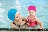 Olicky 2 Pcs Elastic Swim Caps Non-Slip Lightweight Sky Blue Rose Pink view 5