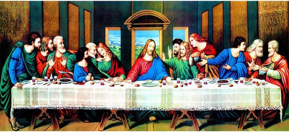 Leezeshaw 5D DIY Diamond Painting by Number Kits Fameless Rhinestone Embroidery Paintings Pictures for Home Decor - The Last Supper(19.7x7.9inch/50x20cm)