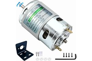 HUSETOO 12V 775 DC Motor - High Torque (Max 20000 RPM) Double Ball Bearings, Built-in Cooling Fan, Suitable for Power Wheel Upgrade (Round Shaft, with Bracket)