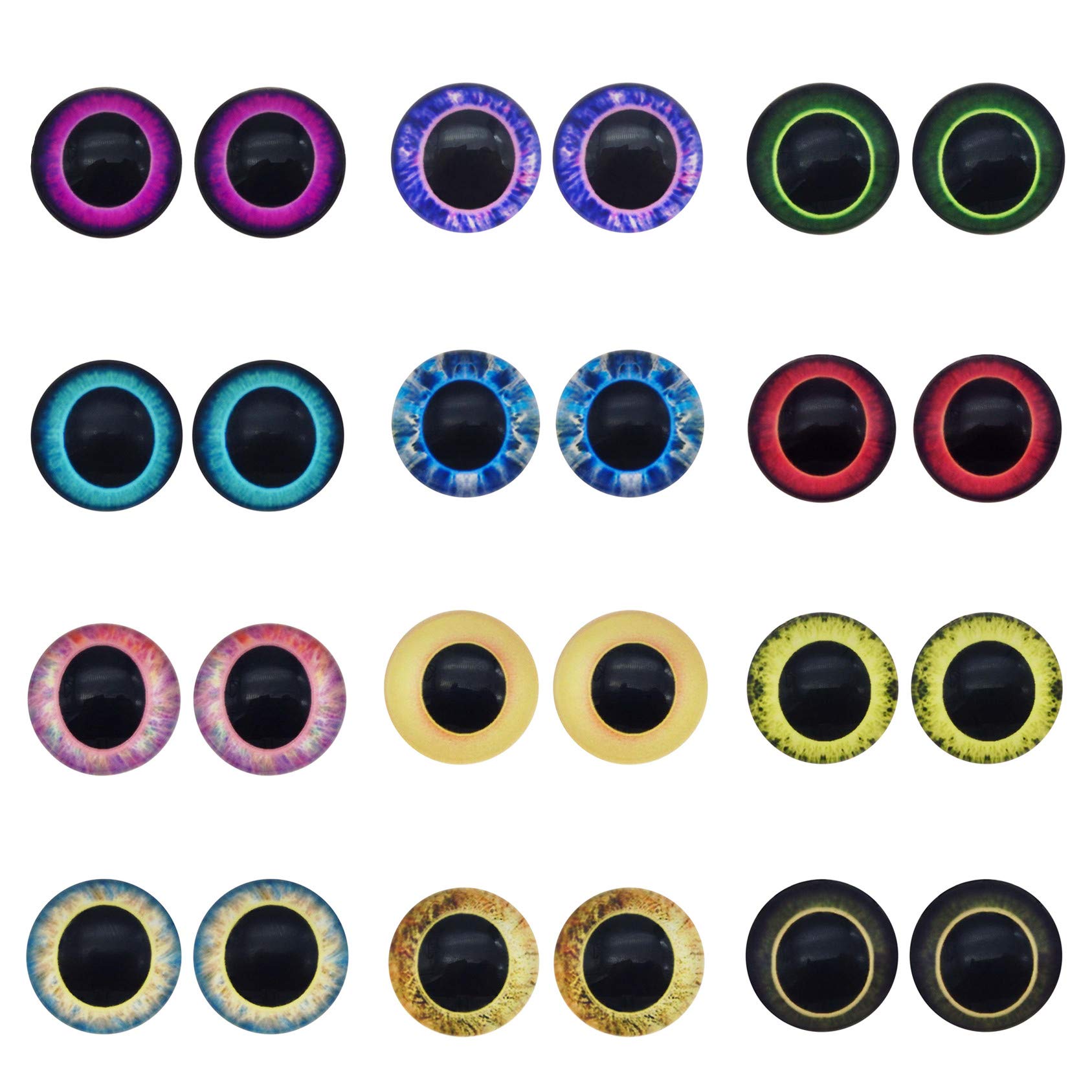20pairs 15mm Owl Bird Glass Eyes for Art Dolls Sculptures Props Masks Fursuits Jewelry Making Taxidermy Flatback