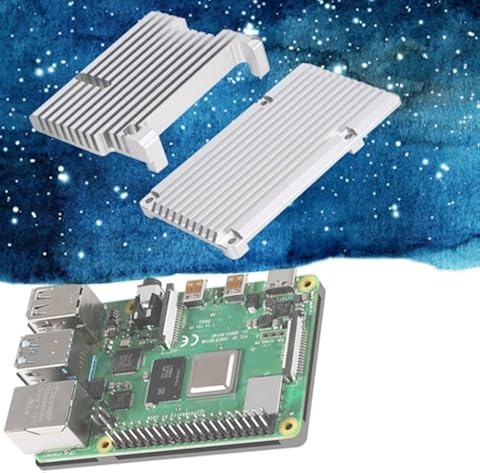 Dgtrhted Caja Protectora CNC de aleación de Aluminio del Caso del recinto sin Ventilador for Raspberry Pi 4B (Plata)