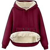 Kissonic Women's Winter Warm Sherpa Fleece Lined Hoodie Sweatshirts Thick Pullover Tops with Pockets