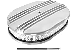 BBTEQEKN 12" x 2" Full Finned Oval Engine Air Filter, Compatible with 5-1/8 inch Carb Flange with Flat Base Assembly, Oval al