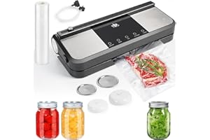 ETUNSIA Cordless Vacuum Sealer, Rechargeable Vacuum Sealer Machine for Food Storage, With External Vacuum, Build in Cutter and Bag Storage, 1 Pack Vacuum Sealer Roll, Mason Jar Starter Kit (Silver)