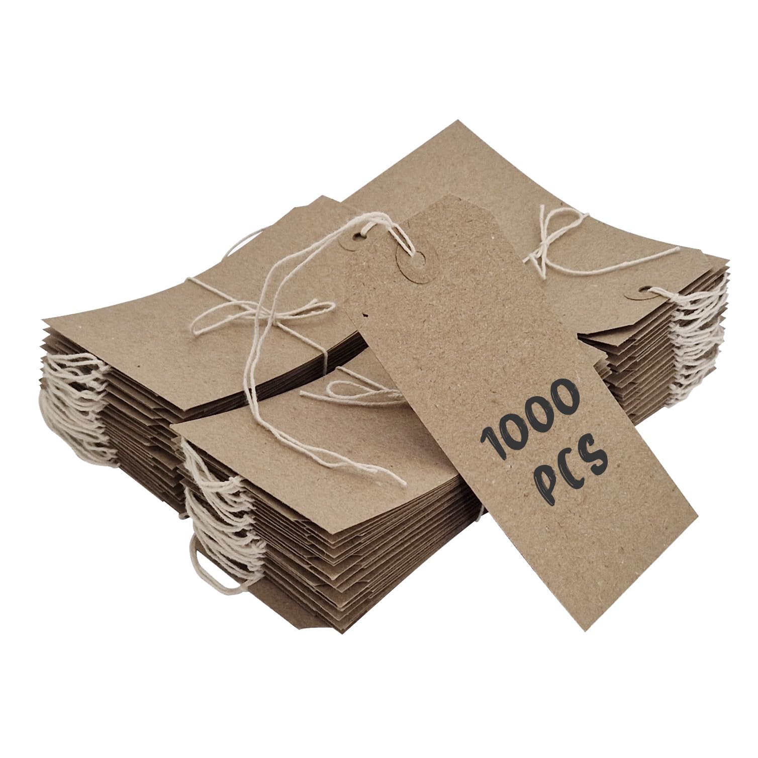 Swift Strung Tags Brown Reinforced Card Clothing Parcel Label String Hanging Gift Swing Tickets Kraft Hang Price Labelling 134mm x 67mm (Pack of 1000)