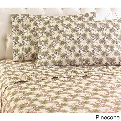 Amazon Com 4 Piece Girls Beige Brown Pinecone Sheet Cal