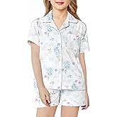 Arshiner Girls Pajamas Sets Short Sleeve Kids Pjs Button Down Sleepwear for 4-13Y