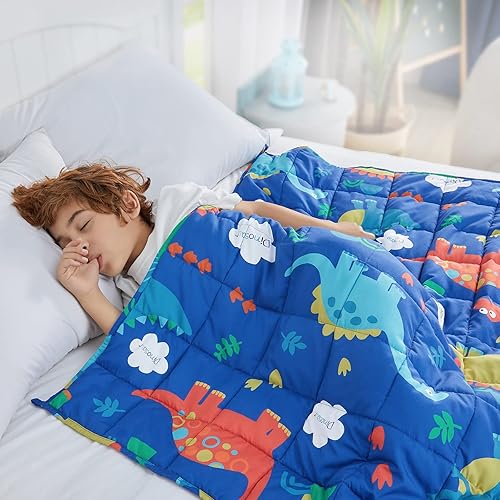 Kids' Bedding - HOSUKKO Weighted Blanket - 5 lbs Blue Dinosaur Heavy Blanket - Breathable Blanket(36 * 48 inches, 5 lbs)
