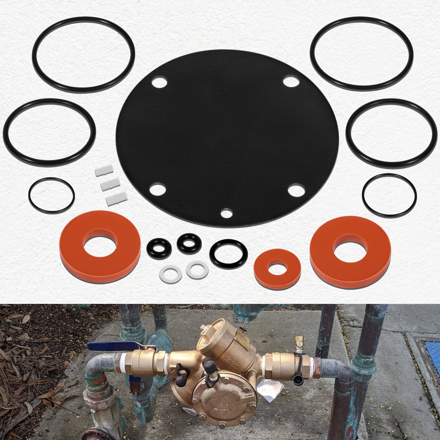 Photo 1 of Upgraded 905111 Complete Rubber Repair Kit Fit for Febco Backflow 15-32mm 825Y 825YA 3/4"-1-1/4", Reduced Pressure Zone Assembly, 18pcs