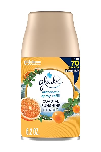 GLADE AUTOMATIC SPRAY REFILL, AIR FRESHENER FOR HOME AND BATHROOM, COASTAL SUNSHINE CITRUS, 6.2 OZ