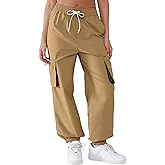 YIPINK Women's Parachute Cargo Pants Quick Dry Lightweight Hiking Pants with 4 Pockets Water Resistant Travel Casual