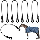 Vincreem 4 Pcs Horse Blanket Tail Straps Elastic Replacement, 16 Inch | Double Ended Clips, Stretchy Leg Straps, Replacement for Horse Blanket Turnout Rug, 16 Inch Elastic Tail Cord, Adjustable Fit