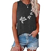 BLACKOO Women's Sea Turtle Graphic Tank Top Sleeveless Summer Casual Tunic