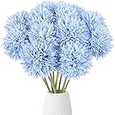IPOPU 12PCS Blue Mums Artificial Flowers 17.3’’ Silk Fake Chrysanthemums Faux Flowers with Stems for Vase Table Centerpiece Home Wedding Party Garden Decoration(Blue)