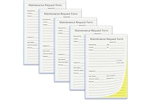 XUEJITECH 250 Sets Maintenance Request Forms, 5-1/2" x 8-1/2" Maintenance Request Slips, 6 Pack 2 Part Carbonless Repair Requ