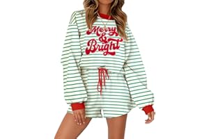 MYHALF Women 2 Piece Outfits Christmas Sweat Shorts Sets 2025 Oversized Casual Lounge Matching Set Sweatsuit with Pockets