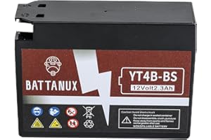 Battanux YT4B-BS Battery & Motorcycle Battery, Sealed SLA/AGM 12V2.3Ah ATV/UTV/Snowmoble/Motor bike Battery Maintenance Free & No tools for installation & Advanced Technology & Environmental