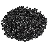 1000 Pcs Silicone Lined Micro Rings Beads 5mm Hair Extentions Beads for I Tip Hair Extensions (Black)