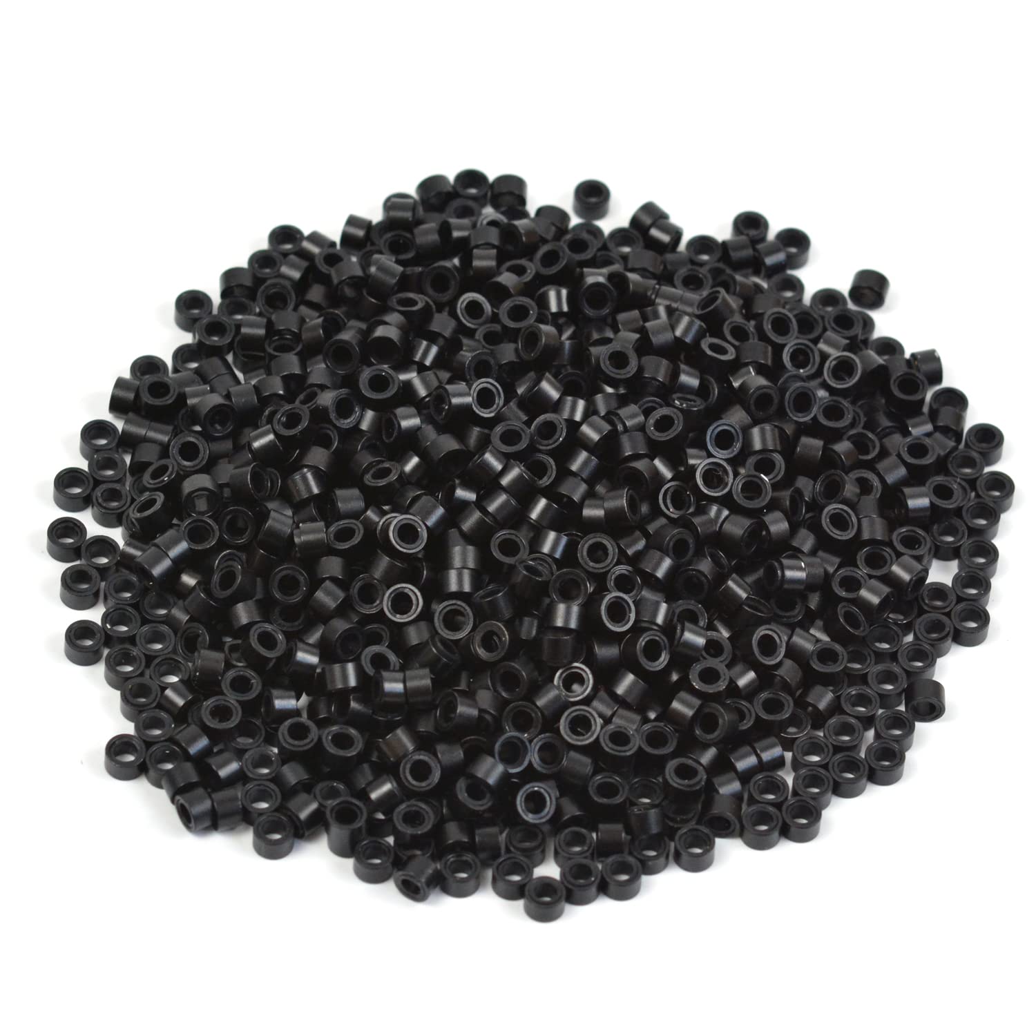 1000 Pcs 5.0mm Silicone Lined Micro Rings Links Beads for Bonding Hair Extensions (Black)