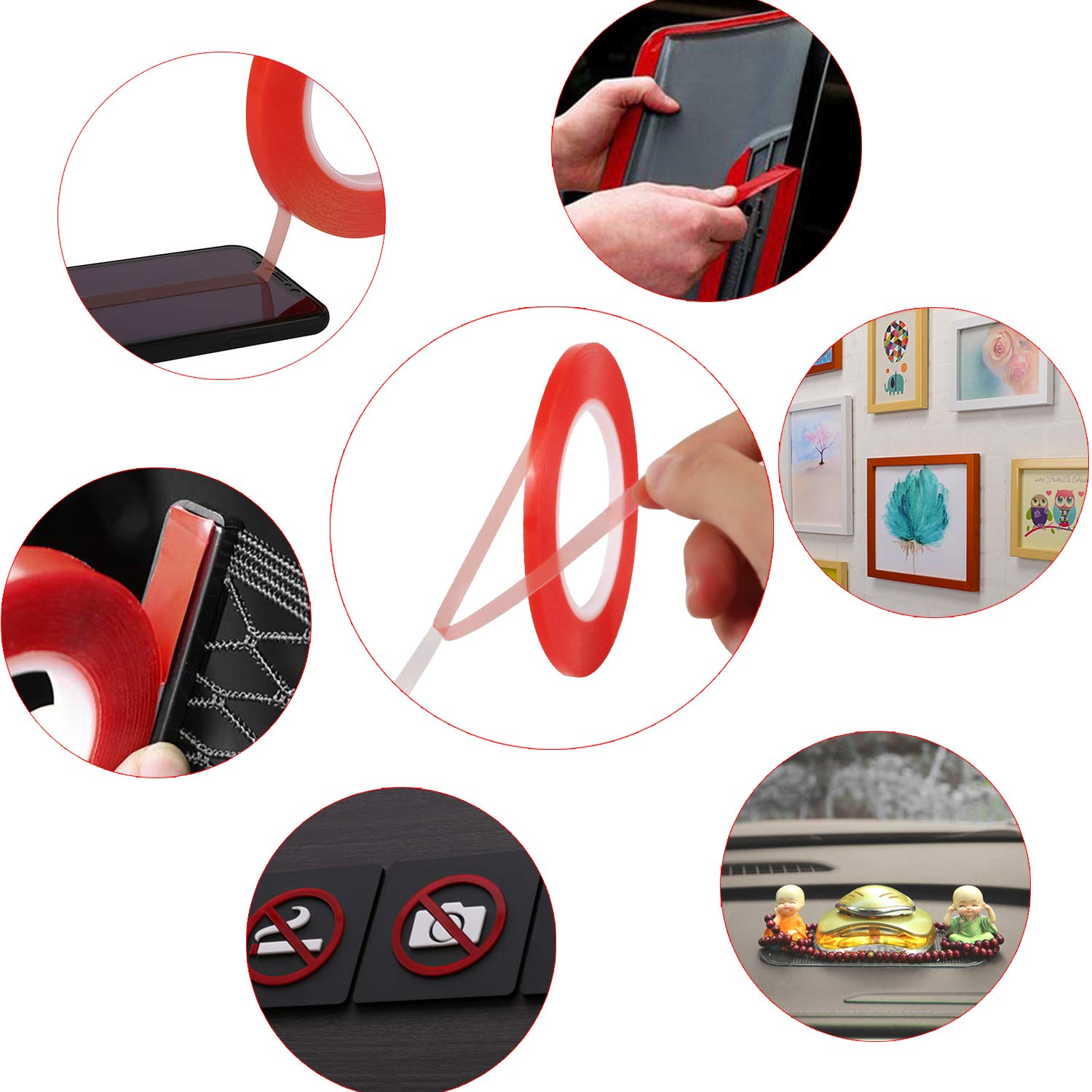 Kaisiking 2mm / 3mm / 5mm / 10mm x 25M Clear Heat Resistant Double Sided Tape Strong Adhesive Tape for Cell Phone, iPhone iPad, iMac, Electronic LCD Touch Screen Repair
