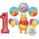Anagram Pooh's 1st Birthday Party Supplies 12pc Balloon Bouquet Decorations