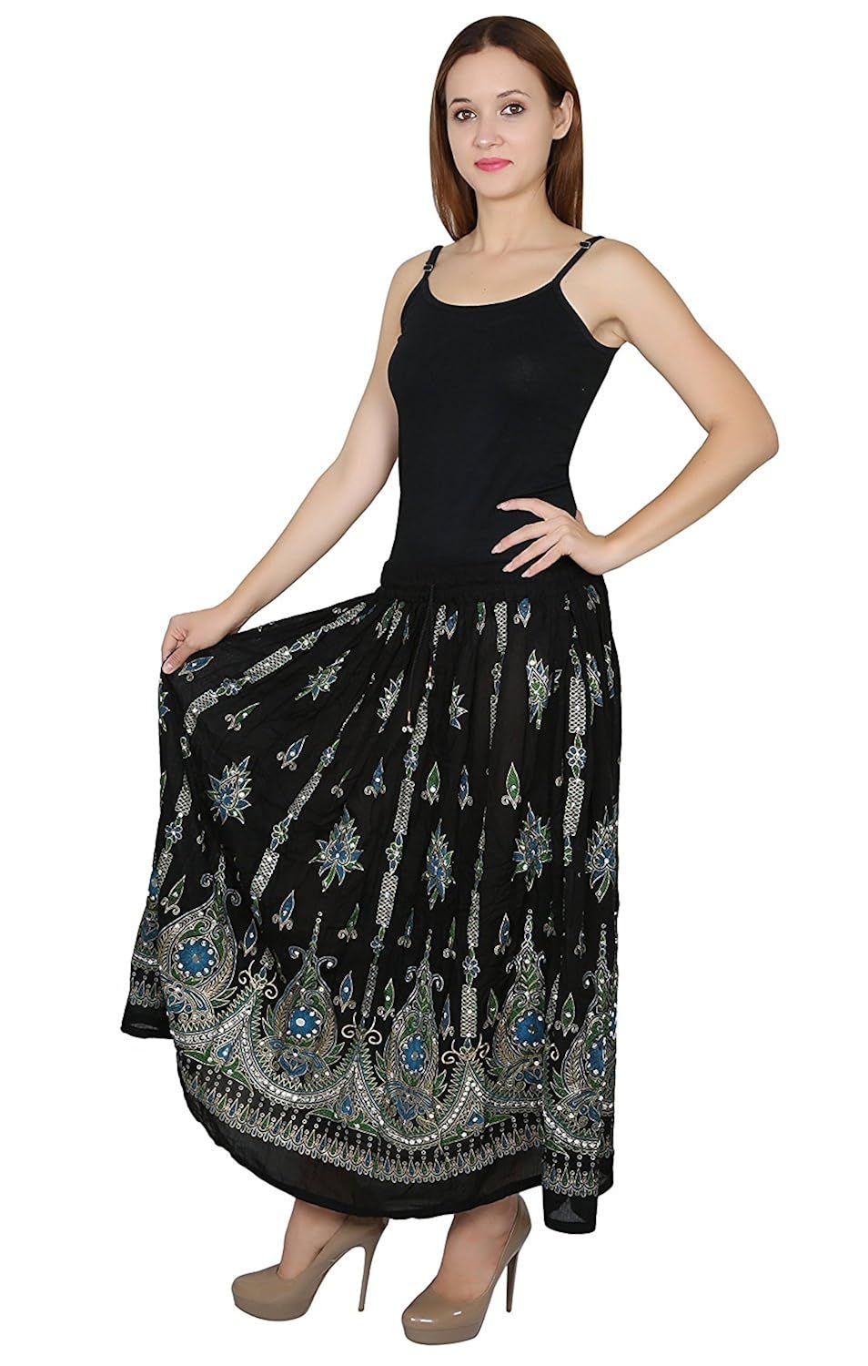 royal womens rayon handcrafted sequence jaipuri skirts free size