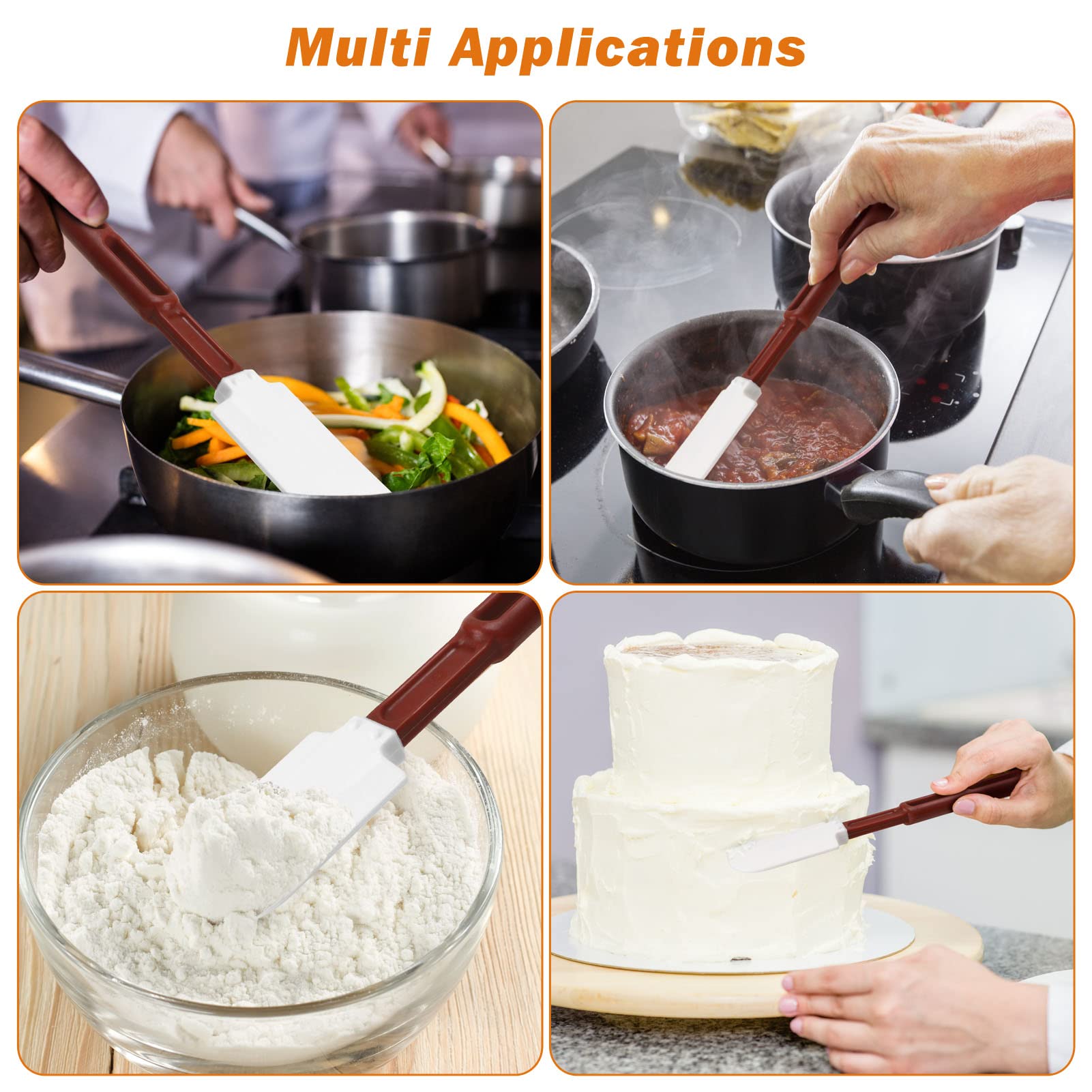 High-Temp Silicone Spatulas, 10'' Commercial Spatula 500°F Heat-Resistant Non-Stick Silicone Scraper, Set of 2 (10-Inch, NSF)