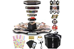 Vienrose Explosion Gift Large Box Set Album Assembled Scrapbook DIY Lovebox Photo Album Box for Birthday Anniversary Wedding Couples Gifts for Boyfriend,Finished box set